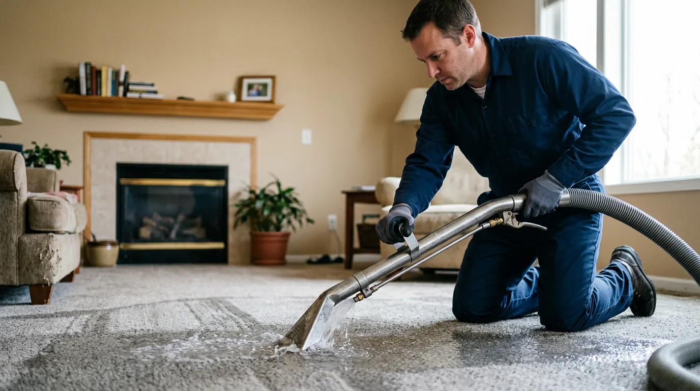 Water damage restoration technician working near Beach Lake, PA
